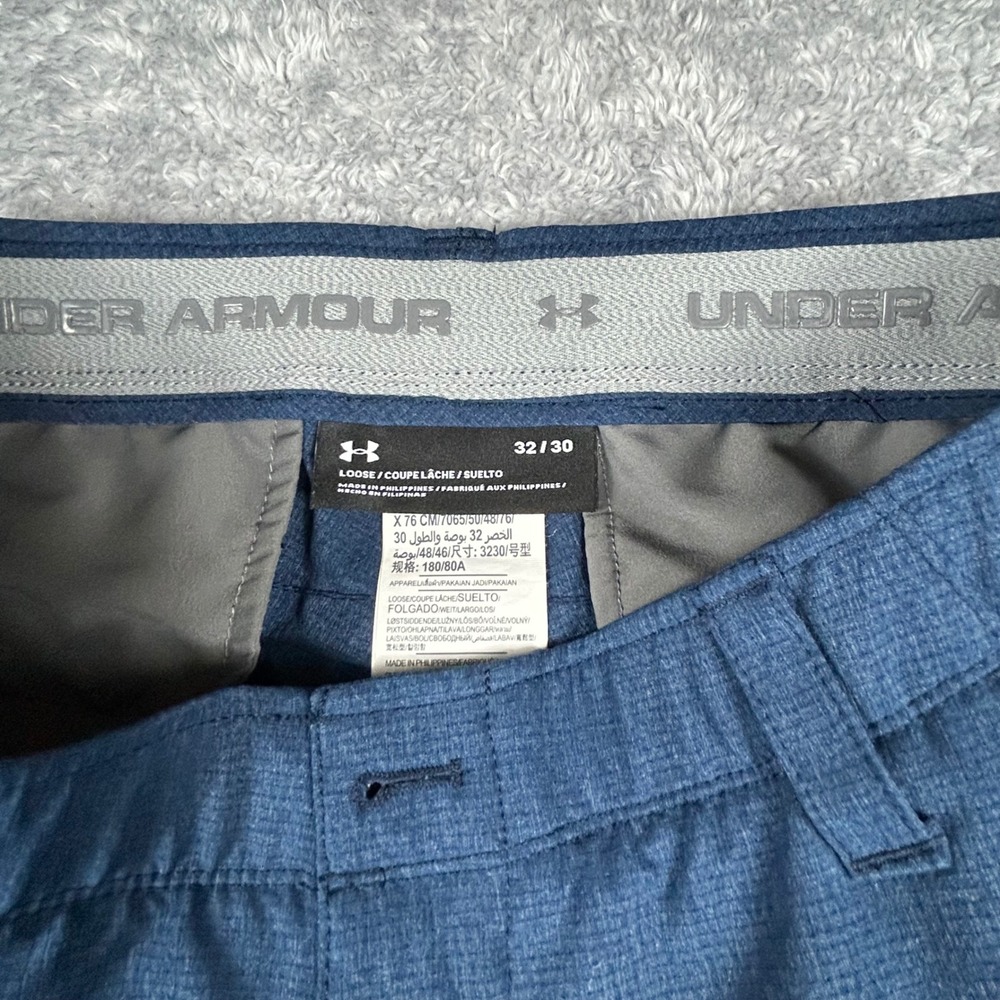 Under Armour Match Play Men Blue Loose Fit Golf Pants 32x30 Textured Performance - Picture 2 of 9